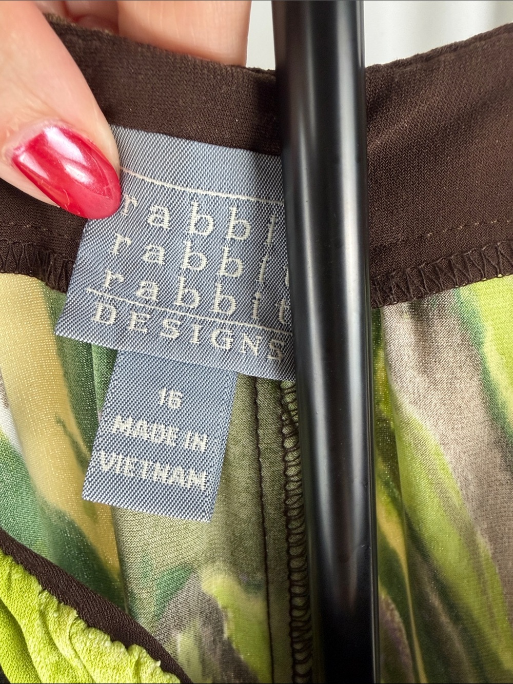 Rabbit Rabbit Rabbit Green & Brown Patterned Ruffle-Front Midi Dress - Picture 2 of 8